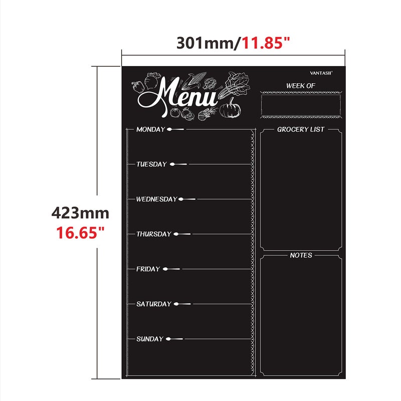 Vantasii Magnetic Refrigerator Chalkboard,Weekly Menu, Meal Planner, Grocery Shopping List, Dry Erase Board, for Kitchen Fridge with 8 Color Magnetic Markers (16inchx12inch) - Image 3
